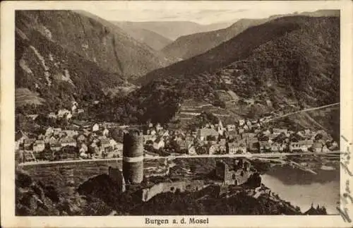 Ak Burgen an der Mosel, Panorama