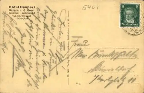 Ak Burgen an der Mosel, Panorama