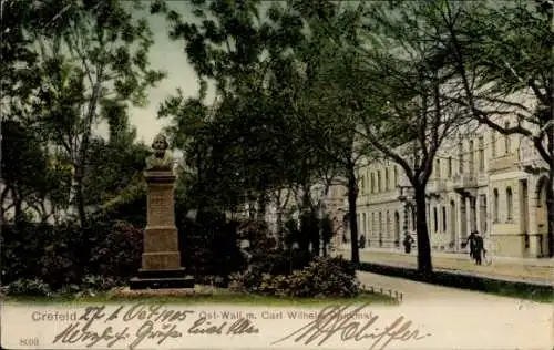 Ak Krefeld am Niederrhein, Ostwall, Carl Wilhelm Denkmal