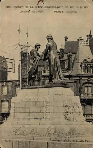 Ak Le Havre Seine-Maritime, Das Denkmal der belgischen Anerkennung