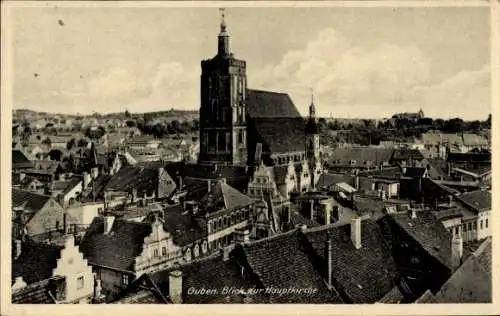 Ak Guben in der Niederlausitz, Blick zur Hauptkirche