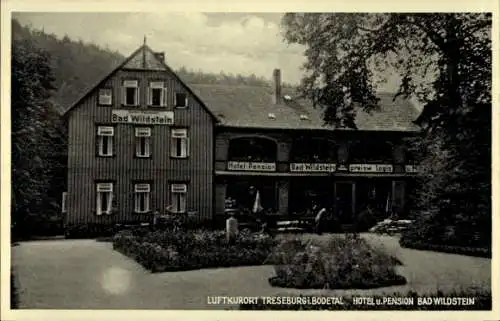 Ak Treseburg Thale im Harz, Hotel und Pension Bad Wildstein