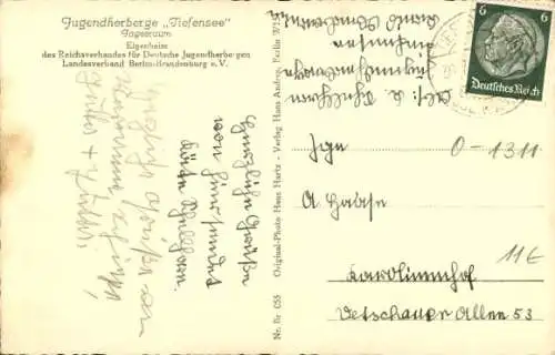 Ak Tiefensee Werneuchen in der Mark, Jugendherberge, Tagesraum