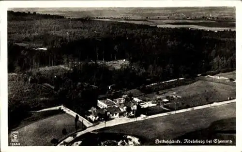 Ak Adelsberg Chemnitz, Heideschänke, Fliegeraufnahme