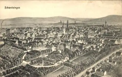 Ak Schwetzingen in Baden, Panorama