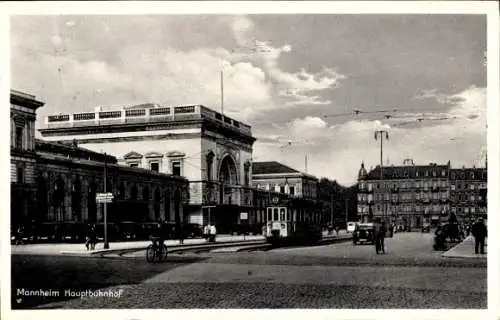 Ak Mannheim, Hauptbahnhof, Straßenbahn