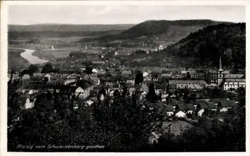 Ak Merzig an der Saar Saarland, Stadtpanorama vom Schwarzenberg aus