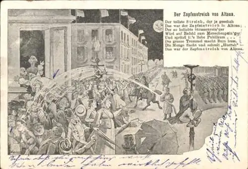 Künstler Ak Hamburg Altona, Der Zapfenstreich von Altona, Gedicht