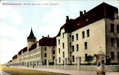 Ak Neu Heppens Wilhelmshaven, Marinekaserne, Litfaßsäule