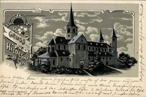 Mondschein Litho Hildesheim in Niedersachsen, St. Godehardi-Kirche