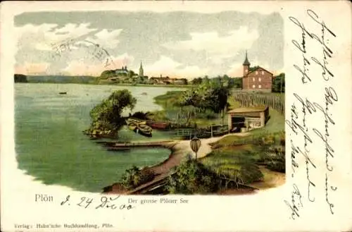 Litho Plön am See Holstein, Großer Plöner See