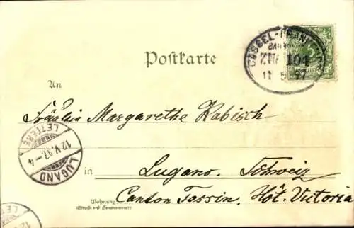 Litho Bad Nauheim in Hessen, Kurhaus, Teichhaus, Gesamtansicht, Sprudel