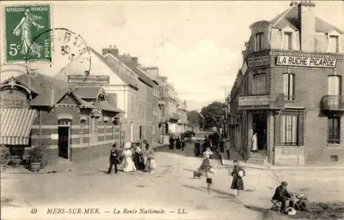 Ak Mers les Bains Somme, La Route Nationale, La Ruche Picardie