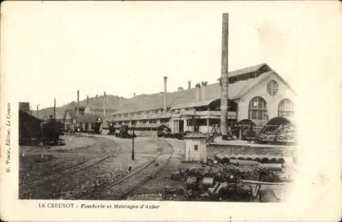 Ak Le Creusot Saône et Loire, Stahlgießerei und Gussteile