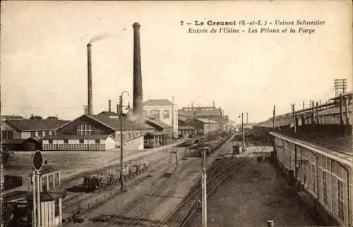 Ak Le Creusot Saône et Loire, Schneider-Fabriken