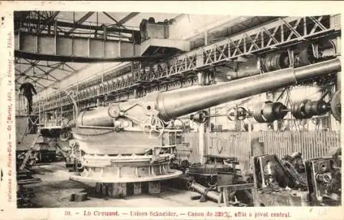 Ak Le Creusot Saône et Loire, Schneider Factories, Kanone