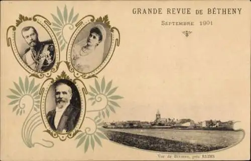 Ak Zar Nikolaus II. von Russland, Zarin, Staatsbesuch in Frankreich, Präsident Loubet, Betheny 1901