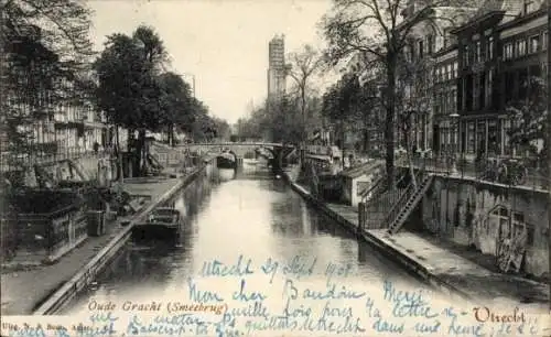 Ak Utrecht Niederlande, Oude Gracht, Smeebrug