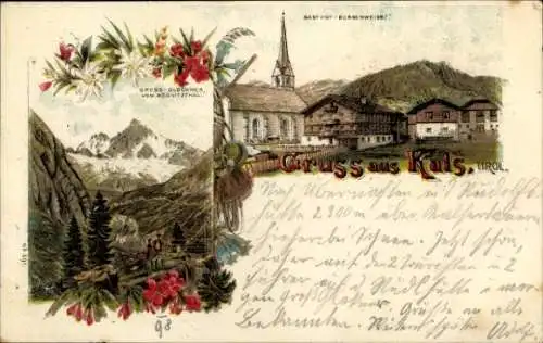 Litho Kals am Großglockner Tirol, Gasthof, Gebirge, Kirche