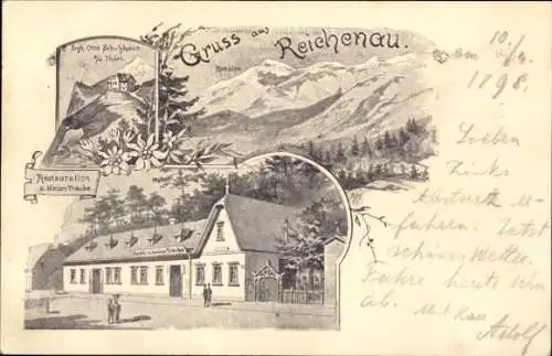 Litho Reichenau an der Rax Niederösterreich, Erzherzog Otto Schutzhaus, Restaurant zur blauen Traube