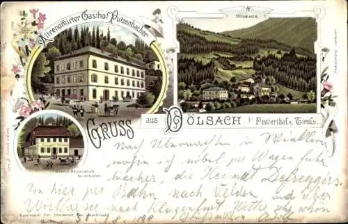 Litho Dölsach Tirol, Gasthof Putzenbacher, Totalansicht