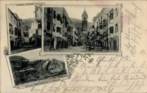 Ak Sterzing Vipiteno Südtirol, Straßenpartie, Schloss Sprechenstein