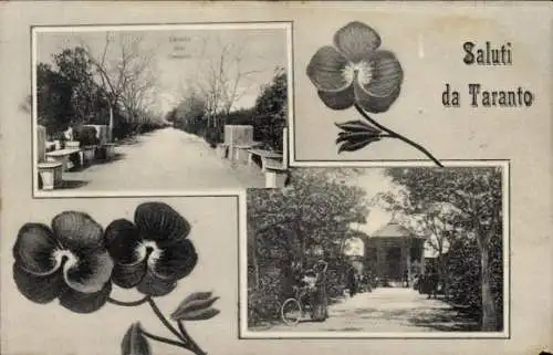 Ak Tarent Taranto Puglia, Promenade, Pavillon, Blumen