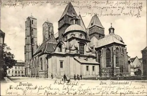 Ak Wrocław Breslau Schlesien, Blick zum Dom, Dominsel, Ostrów Tumski, Katedrale