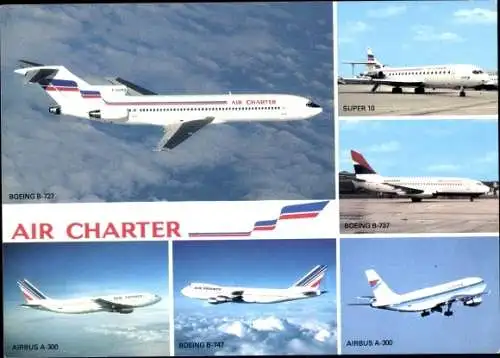 Ak Französische Passagierflugzeuge, Air Charter, Air France, Airbus A 300, Boeing 737, Super 10