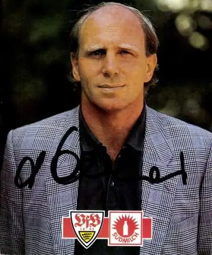 Autogrammkarte Fußball, Dieter Hoeneß, VfB Stuttgart, Autogramm