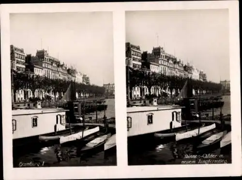 Stereo Foto Hamburg Mitte Neustadt, Binnen-Alster, neuer Jungfernstieg