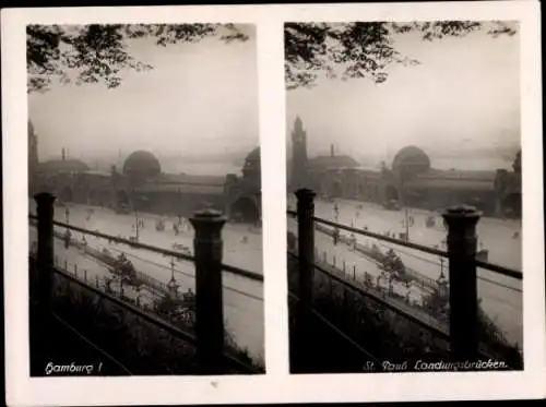 Stereo Foto Hamburg Mitte St. Pauli, Landungsbrücken