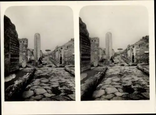Stereo Foto Pompeji Campania, Straße, Teilansicht