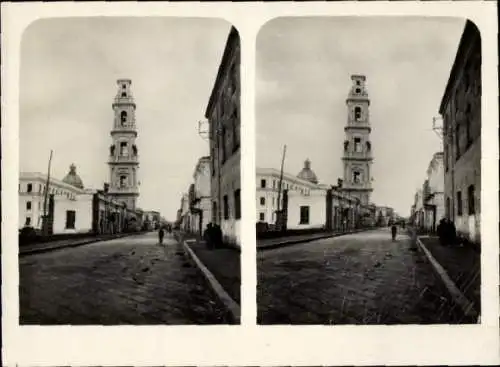 Stereo Foto Pompeji Campania, Straßenpartie, Kirchturm