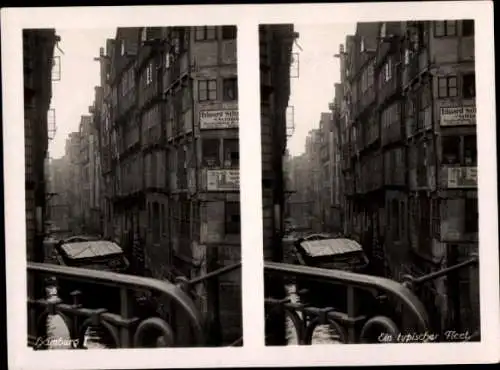 Stereo Foto Hamburg Mitte Altstadt, Ein typischer Fleet