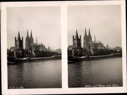 Stereo Foto Köln am Rhein, Teilansicht mit Dom
