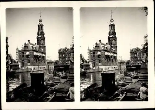 Stereo Foto Amsterdam Nordholland Niederlande, Singel, Münzturm