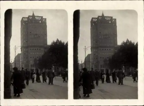 Stereo Foto Düsseldorf am Rhein, Neuer Hochbau am Hindenburgwall