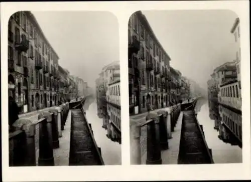 Stereo Foto Milano Mailand Lombardia, Teil der Stadt auf dem Naviglio