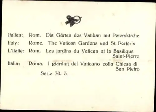 Stereo Foto Roma Rom Lazio, Gärten des Vatikan mit Peterskirche