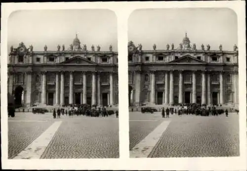 Stereo Foto Roma Rom Lazio, Peterskirche, Frontalansicht