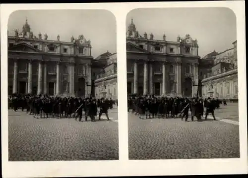 Stereo Foto Roma Rom Lazio, Pilgerzug vor der Peterskirche