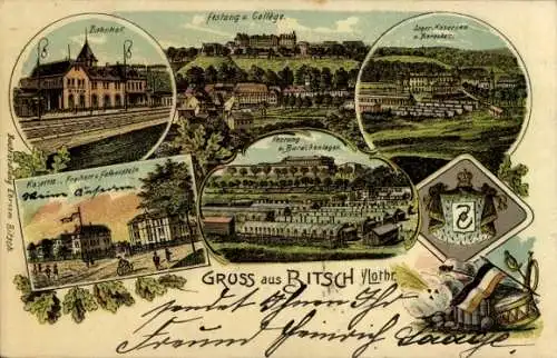 Litho Bitche Bitsch Lothringen Moselle, Festung, Barackenlager, Kaserne Freiherr von Falkenstein