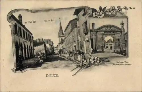 Ak Dieuze Duss Duß Lothringen Moselle, Rue du Prel, Salinentor