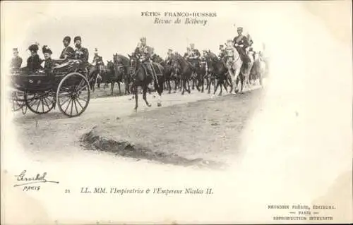 Ak Fêtes Franco Russes de 1901, Revue de Bétheny, Nicolas II