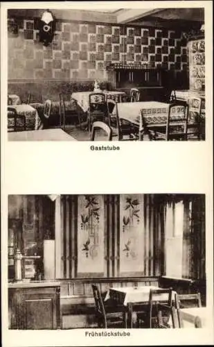 Ak Planitz Zwickau in Sachsen, Restaurant zur Post, Gaststube, Frühstücksstube