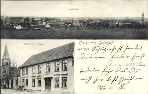 Ak Belsdorf Wefensleben in Sachsen Anhalt, Totalansicht, Gasthof