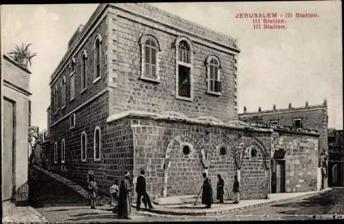 Ak Jerusalem Israel, 3. Station, Männer