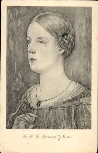 Ak Prinzessin Juliana der Niederlande, Gemaltes Portrait