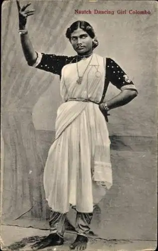 Ak Colombo Ceylon Sri Lanka, Portrait einer Tänzerin, Nautch Dancing Girl